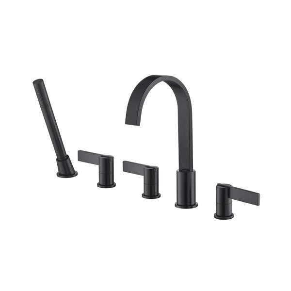 Flusso - Five Hole Deck Mounted Roman Tub Faucet With Hand Shower