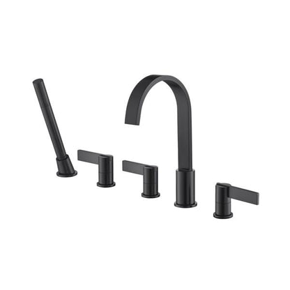 Flusso - Five Hole Deck Mounted Roman Tub Faucet With Hand Shower