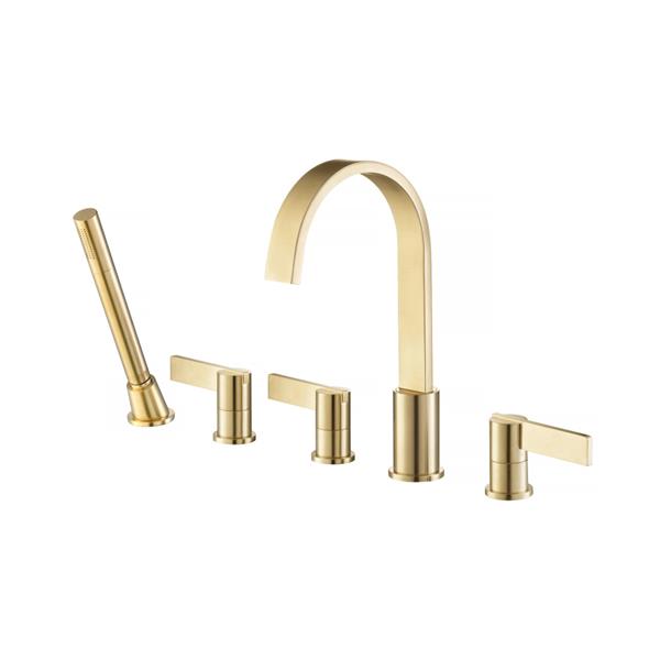 Flusso - Five Hole Deck Mounted Roman Tub Faucet With Hand Shower