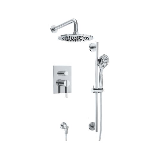 Isenberg - Two Output Shower Set With Shower Head, Hand Held And Slide Bar - Chrome