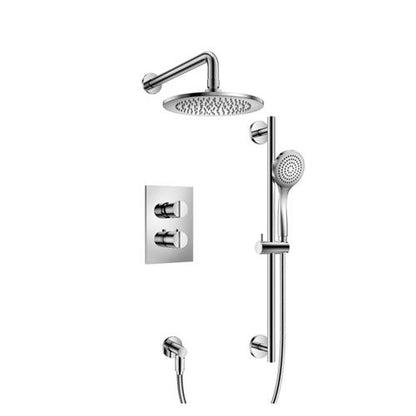 Flusso - Two Output Shower Set With Shower Head, Hand Held And Slide Bar