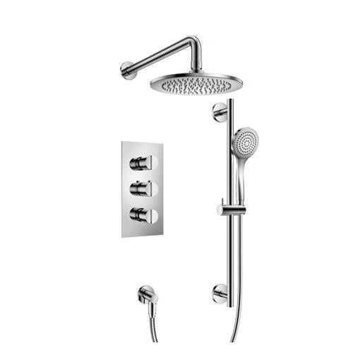 Isenberg - Two Output Shower Set With Shower Head, Hand Held And Slide Bar - Chrome