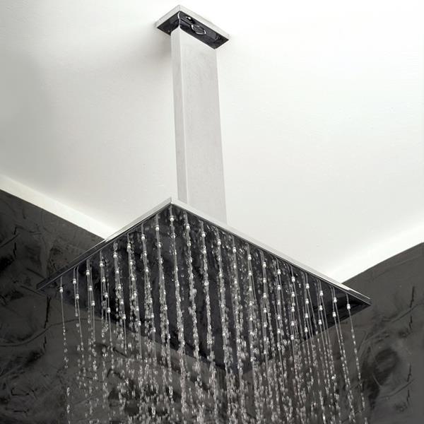 Lacava - Kubista Ceiling-Mount Tilting Rectangular Rain Shower Head, 117 Rubber Nozzles