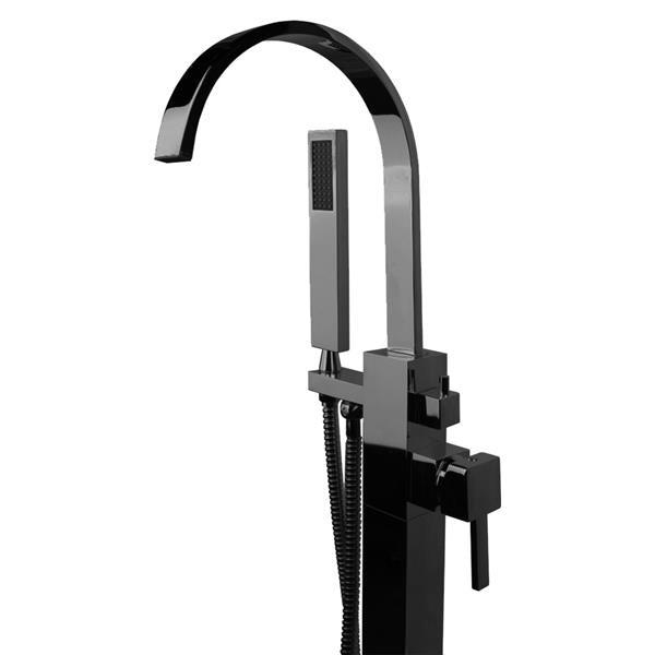 Lacava - Kubista Floor-Standing Single-Hole Tub Filler With One Lever Handle, Two-Way Diverter, And Hand-Held Shower