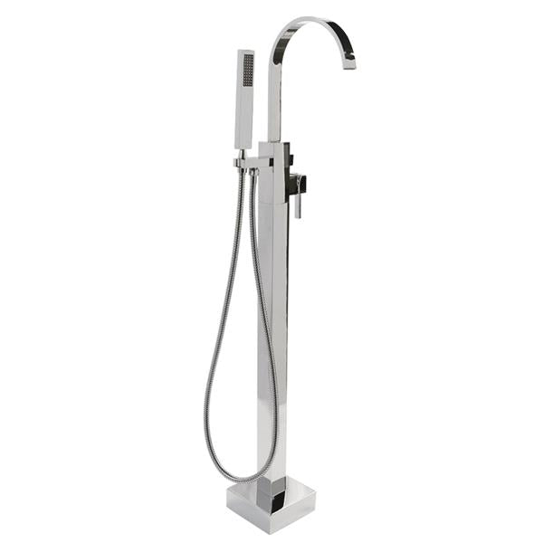 Lacava - Kubista Floor-Standing Single-Hole Tub Filler With One Lever Handle, Two-Way Diverter, And Hand-Held Shower