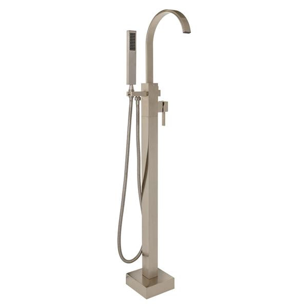 Lacava - Kubista Floor-Standing Single-Hole Tub Filler With One Lever Handle, Two-Way Diverter, And Hand-Held Shower