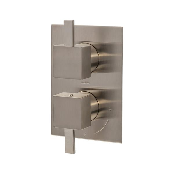 Lacava - Kubista Built-In Progressive Pressure Balancing Mixer With 2-Way Diverter, Two Lever Handles And A Rectangular Backplate
