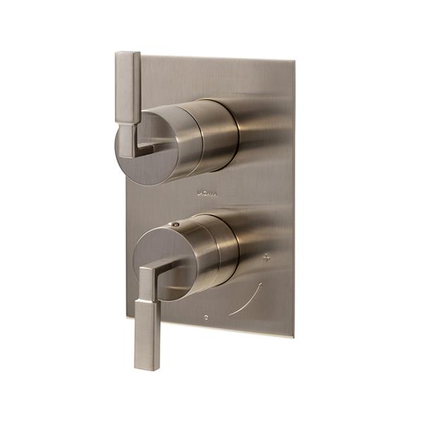 Lacava - Kubista Built-In Progressive Pressure Balancing Mixer With 3- Way Diverter, Two Stick Lever Handles And A Retangular Backplate