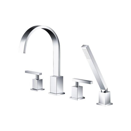 Isenberg - 4 Hole Deck Mounted Roman Tub Faucet With Hand Shower - Chrome