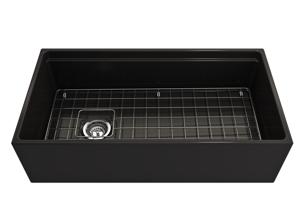 Bocchi - Contempo Step-Rim Apron Front Fireclay 36 in. Single Bowl Kitchen Sink with Integrated Work Station & Accessories