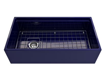 Bocchi - Contempo Step-Rim Apron Front Fireclay 36 in. Single Bowl Kitchen Sink with Integrated Work Station & Accessories