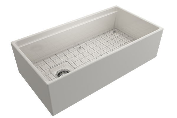 Bocchi - Contempo Step-Rim Apron Front Fireclay 36 in. Single Bowl Kitchen Sink with Integrated Work Station & Accessories