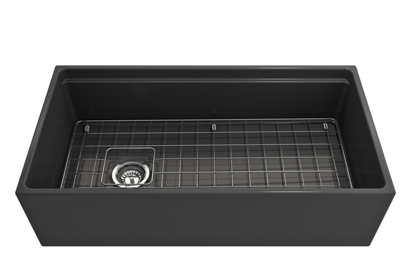 Bocchi - Contempo Step-Rim Apron Front Fireclay 36 in. Single Bowl Kitchen Sink with Integrated Work Station & Accessories