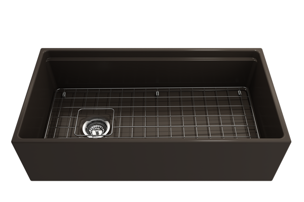 Bocchi - Contempo Step-Rim Apron Front Fireclay 36 in. Single Bowl Kitchen Sink with Integrated Work Station & Accessories