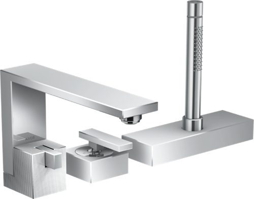 Hansgrohe - Axor Edge 3-Hole Roman Tub Set Trim with 1.75 GPM Handshower - Diamond Cut