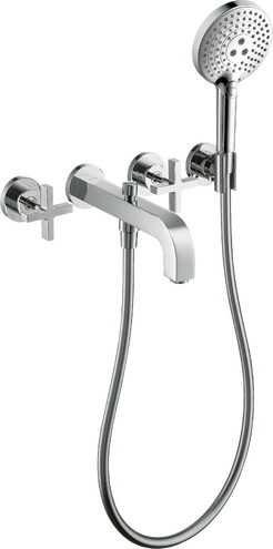 Hansgrohe - Axor Citterio 3-Hole Wall-Mounted Tub Trim with Handshower, 1.75 GPM - Cross Handles