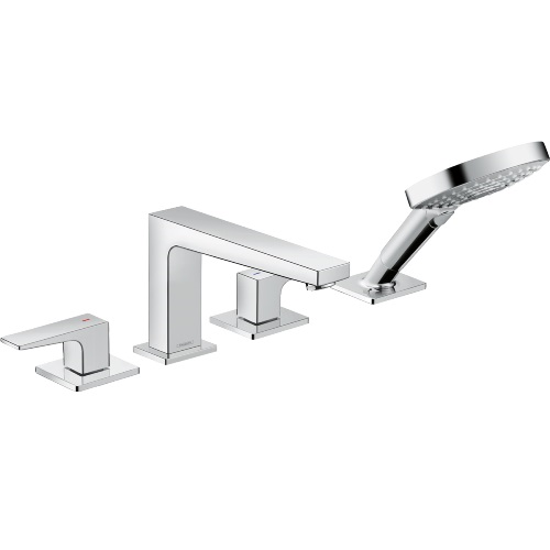 Hansgrohe - Metropol 4-Hole Roman Tub Set Trim with Lever Handles and 1.75 GPM Handshower