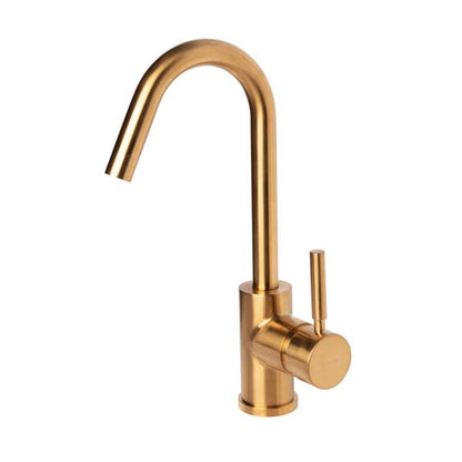 Lacava - Cigno Deck-Mount Single-Hole Faucet With A Goose-Neck Swiveling Spout, One Lever Handle, And A Pop-Up Drain