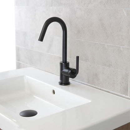 Lacava - Cigno Deck-Mount Single-Hole Faucet With A Goose-Neck Swiveling Spout, One Curved Lever Handle, And A Pop-Up Drain