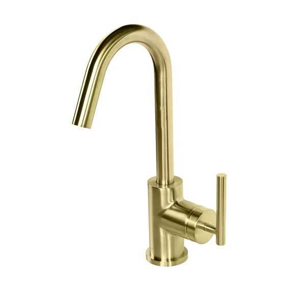 Lacava - Cigno Deck-Mount Single-Hole Faucet With A Goose-Neck Swiveling Spout, One Lever Handle, And A Pop-Up Drain