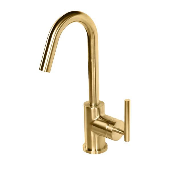 Lacava - Cigno Deck-Mount Single-Hole Faucet With A Goose-Neck Swiveling Spout, One Lever Handle, And A Pop-Up Drain