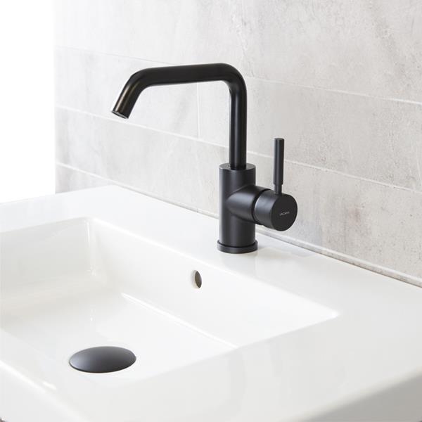 Lacava - Cigno Deck-Mount Single-Hole Faucet With A Squared-Gooseneck Swiveling Spout, One Lever Handle, And A Pop-Up Drain