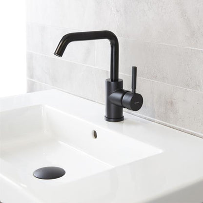 Lacava - Cigno Deck-Mount Single-Hole Faucet With A Squared-Gooseneck Swiveling Spout, One Lever Handle, And A Pop-Up Drain