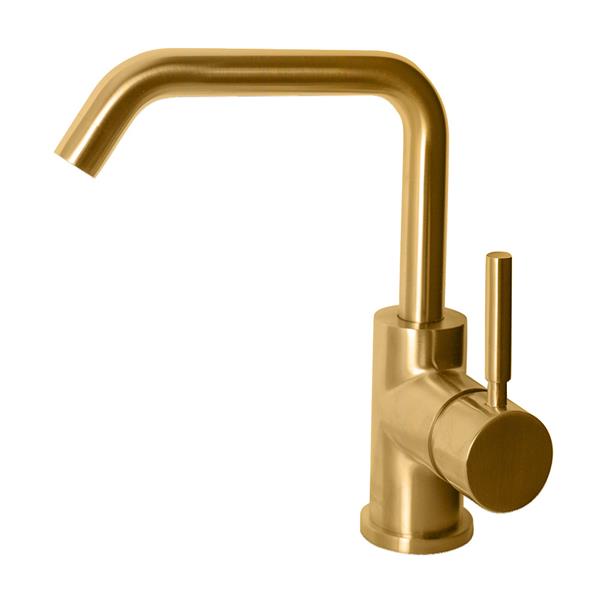 Lacava - Cigno Deck-Mount Single-Hole Faucet With A Squared-Gooseneck Swiveling Spout, One Lever Handle, And A Pop-Up Drain