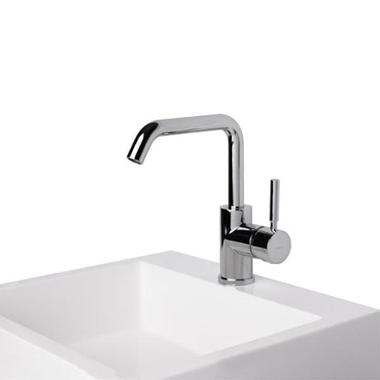 Lacava - Cigno Deck-Mount Single-Hole Faucet With A Squared-Gooseneck Swiveling Spout, One Lever Handle, And A Pop-Up Drain