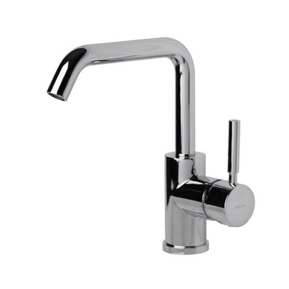 Lacava - Cigno Deck-Mount Single-Hole Faucet With A Squared-Gooseneck Swiveling Spout, One Lever Handle, And A Pop-Up Drain