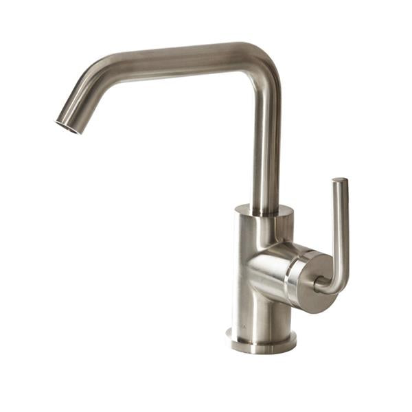 Lacava - Cigno Deck-Mount Single-Hole Faucet With A Squared-Gooseneck Swiveling Spout, One Curved Lever Handle, And A Pop-Up Drain