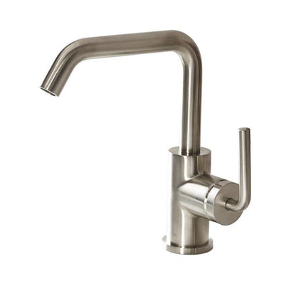 Lacava - Cigno Deck-Mount Single-Hole Faucet With A Squared-Gooseneck Swiveling Spout, One Curved Lever Handle, And A Pop-Up Drain