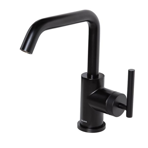 Lacava - Cigno Deck-Mount Single-Hole Faucet With A Squared-Gooseneck Swiveling Spout, One Lever Handle, And A Pop-Up Drain