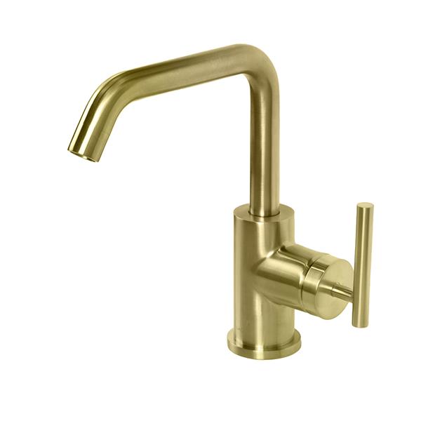 Lacava - Cigno Deck-Mount Single-Hole Faucet With A Squared-Gooseneck Swiveling Spout, One Lever Handle, And A Pop-Up Drain