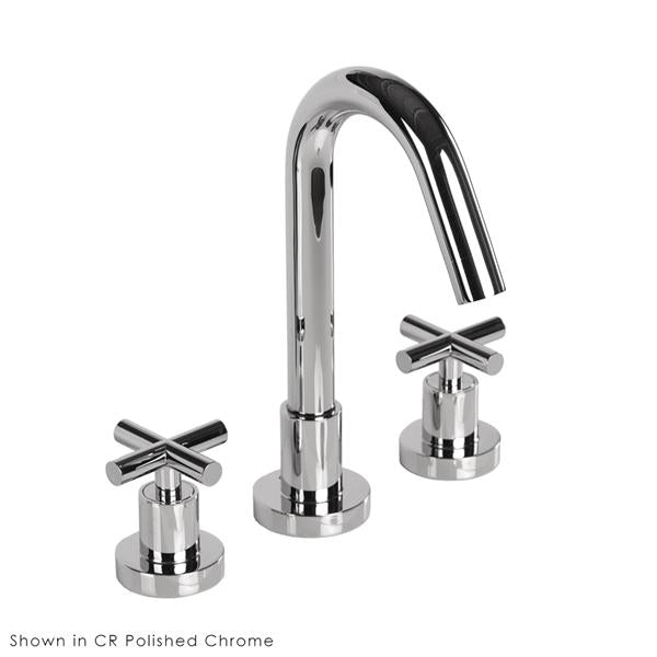 Lacava - Cigno Deck-Mount Three-Hole Faucet With A Goose-Neck Swiveling Spout, Two Cross Handles, And A Pop-Up Drain