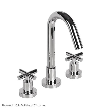 Lacava - Cigno Deck-Mount Three-Hole Faucet With A Goose-Neck Swiveling Spout, Two Cross Handles, And A Pop-Up Drain