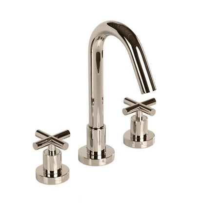 Lacava - Cigno Deck-Mount Three-Hole Faucet With A Goose-Neck Swiveling Spout, Two Cross Handles, And A Pop-Up Drain