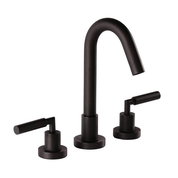 Lacava - Cigno Deck-Mount Three-Hole Faucet With A Goose-Neck Swiveling Spout, Two Lever Handles, And A Pop-Up Drain