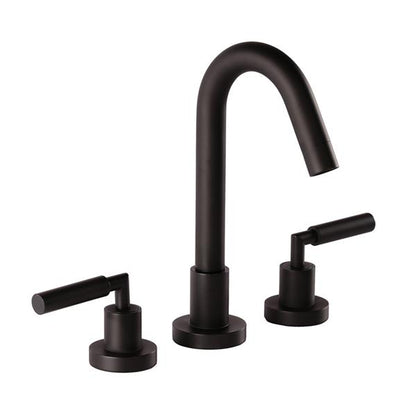 Lacava - Cigno Deck-Mount Three-Hole Faucet With A Goose-Neck Swiveling Spout, Two Lever Handles, And A Pop-Up Drain