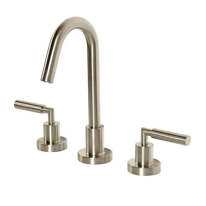 Lacava - Cigno Deck-Mount Three-Hole Faucet With A Goose-Neck Swiveling Spout, Two Lever Handles, And A Pop-Up Drain