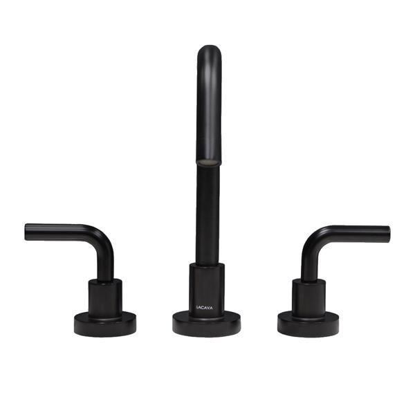 Lacava - Cigno Deck-Mount Three-Hole Faucet With A Gooseneck Swiveling Spout, Two Curved Lever Handles, And A Pop-Up Drain