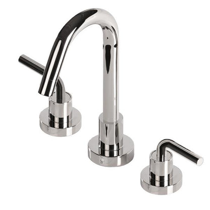 Lacava - Cigno Deck-Mount Three-Hole Faucet With A Gooseneck Swiveling Spout, Two Curved Lever Handles, And A Pop-Up Drain