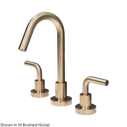 Lacava - Cigno Deck-Mount Three-Hole Faucet With A Gooseneck Swiveling Spout, Two Curved Lever Handles, And A Pop-Up Drain