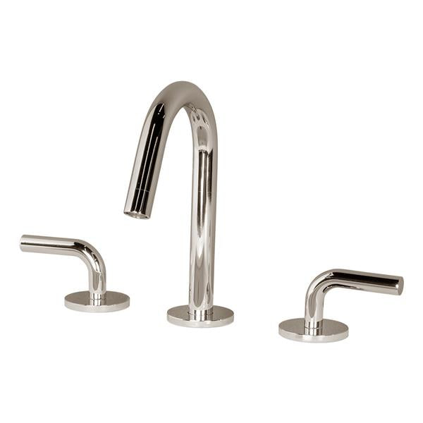 Lacava - Cigno Deck-Mount Three-Hole Faucet With A Gooseneck Swiveling Spout, Two Curved Lever Handles, And A Pop-Up Drain