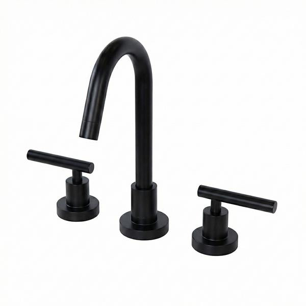 Lacava - Cigno Deck-Mount Three-Hole Faucet With A Gooseneck Swiveling Spout, Two Lever Handles, And A Pop-Up Drain