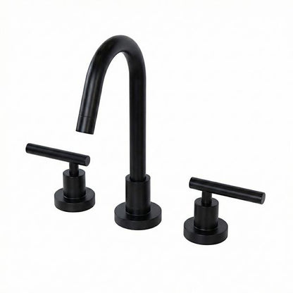 Lacava - Cigno Deck-Mount Three-Hole Faucet With A Gooseneck Swiveling Spout, Two Lever Handles, And A Pop-Up Drain