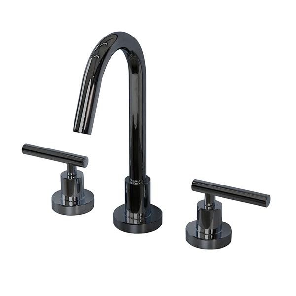 Lacava - Cigno Deck-Mount Three-Hole Faucet With A Gooseneck Swiveling Spout, Two Lever Handles, And A Pop-Up Drain