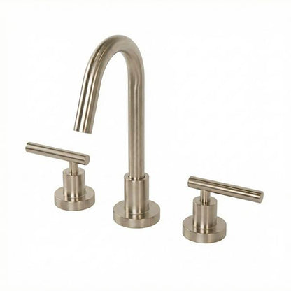 Lacava - Cigno Deck-Mount Three-Hole Faucet With A Gooseneck Swiveling Spout, Two Lever Handles, And A Pop-Up Drain