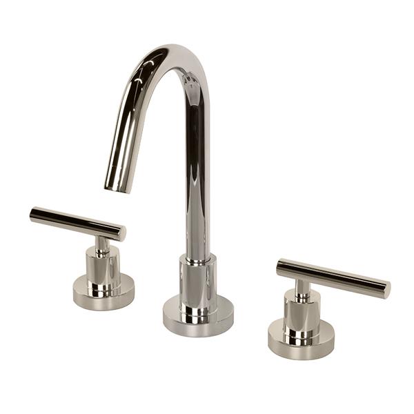 Lacava - Cigno Deck-Mount Three-Hole Faucet With A Gooseneck Swiveling Spout, Two Lever Handles, And A Pop-Up Drain