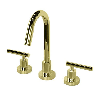 Lacava - Cigno Deck-Mount Three-Hole Faucet With A Gooseneck Swiveling Spout, Two Lever Handles, And A Pop-Up Drain
